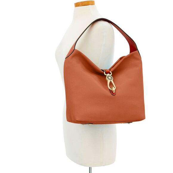 Dooney & Bourke Pebble Grain Logo Lock Shoulder Bag with Pouch - Caramel - Picture 4 of 4